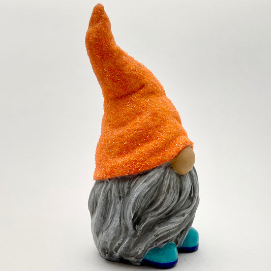 Hand painted Gonk statue with orange sparkly hat