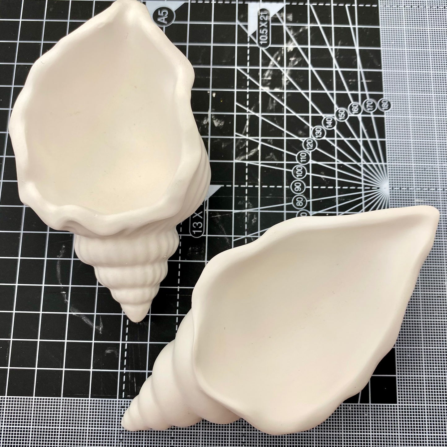 Hand Cast Plaster Shell Pots ready to paint.