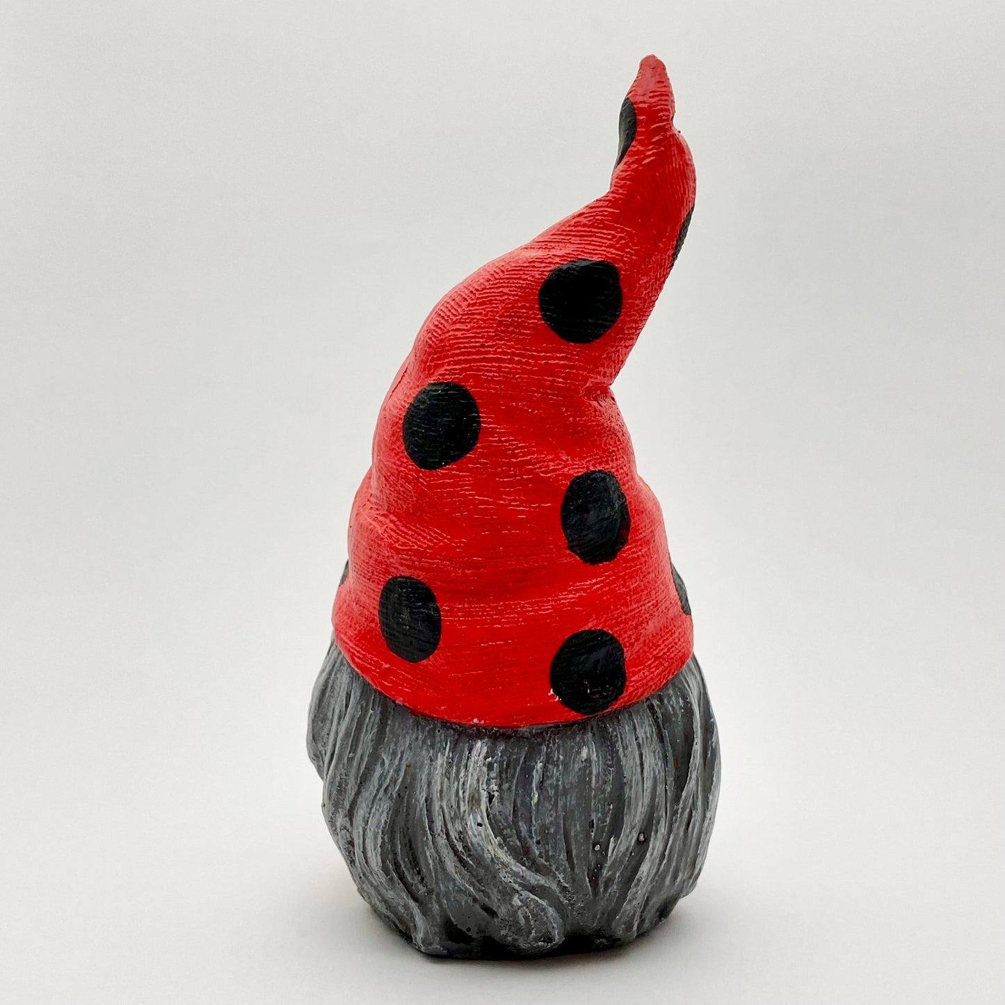 Hand Painted Gonk Statue with a Red and Black Spotty Ladybug Hat