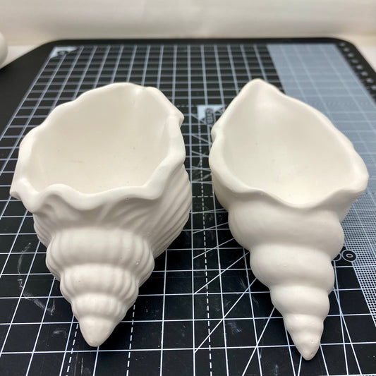 Hand Cast Plaster Shell Pots ready to paint.