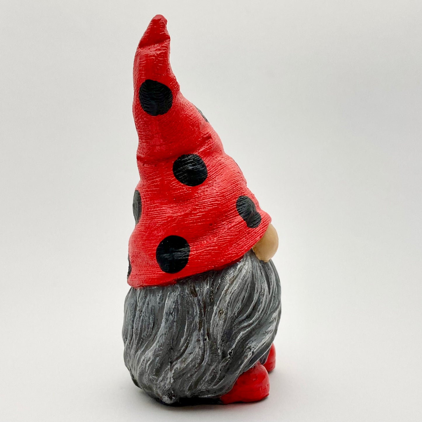 Hand Painted Gonk Statue with a Red and Black Spotty Ladybug Hat