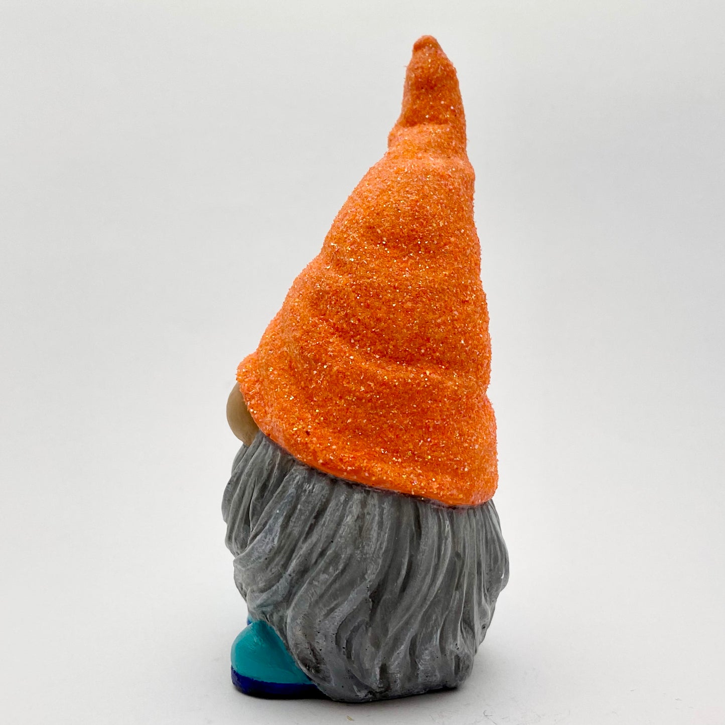 Hand painted Gonk statue with orange sparkly hat