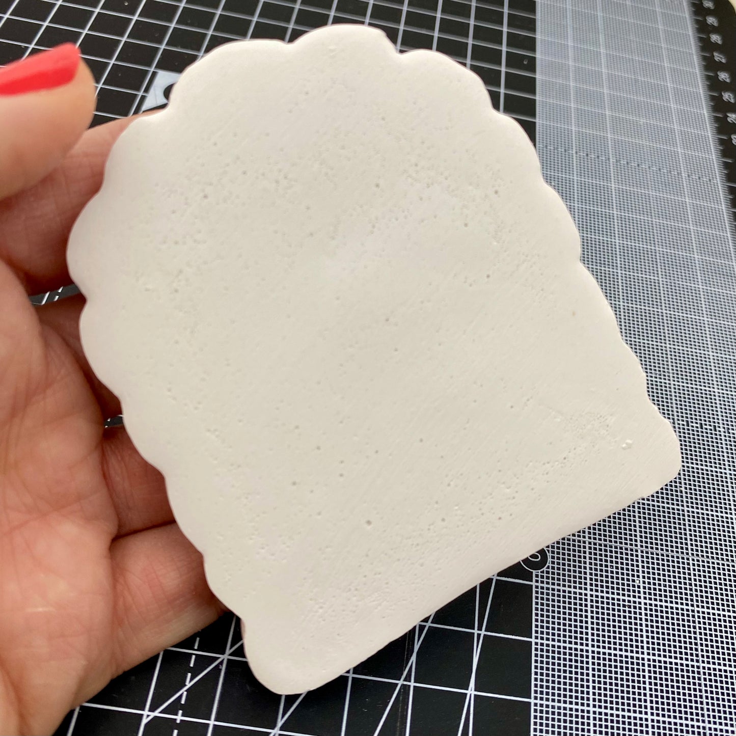 Hand Cast Plaster Fairy Door ready to paint. Back view.