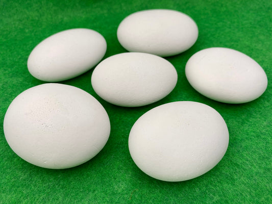 6 large white plaster pebbles of different shapes and sizes