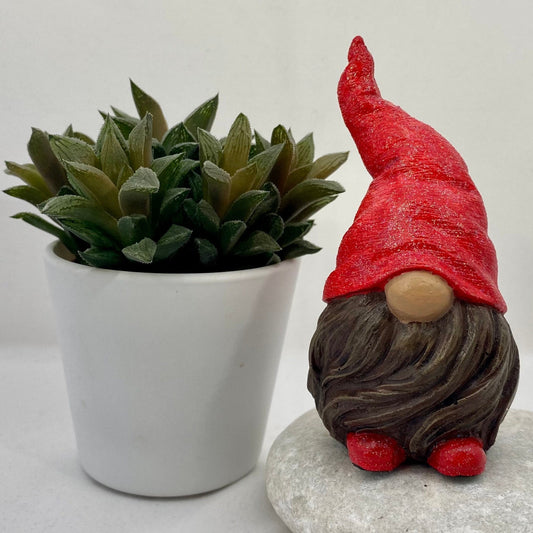 Hand painted Gonk statue with Red Sparkly Hat