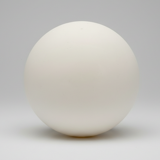 White plaster sphere blank, with a small centre hole on the top.