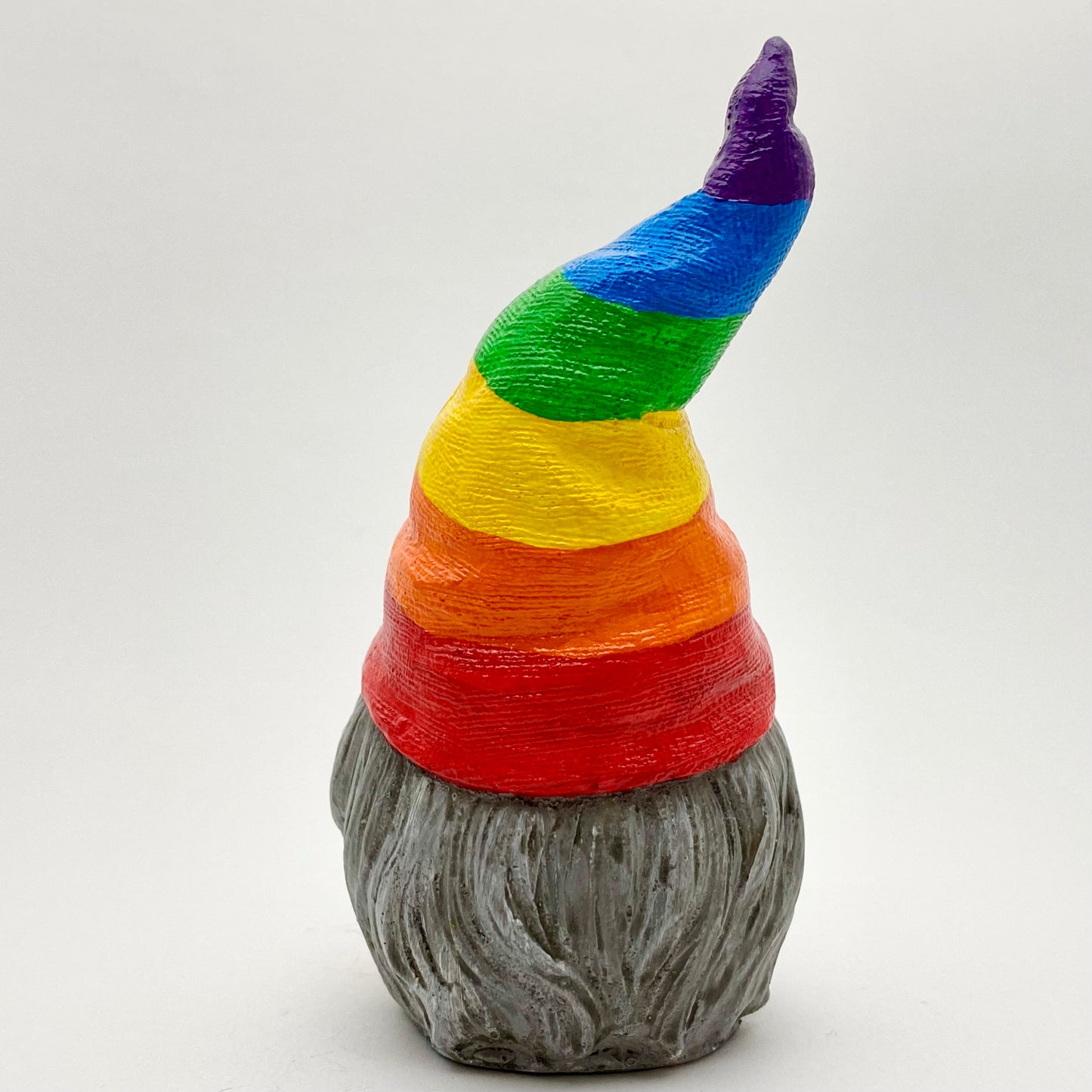 Hand Painted Gonk Statue with a Rainbow Striped Hat