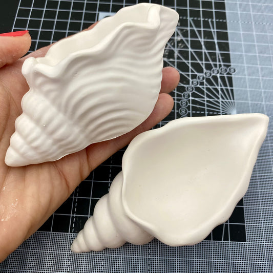 Hand Cast Plaster Shell Pots ready to paint.