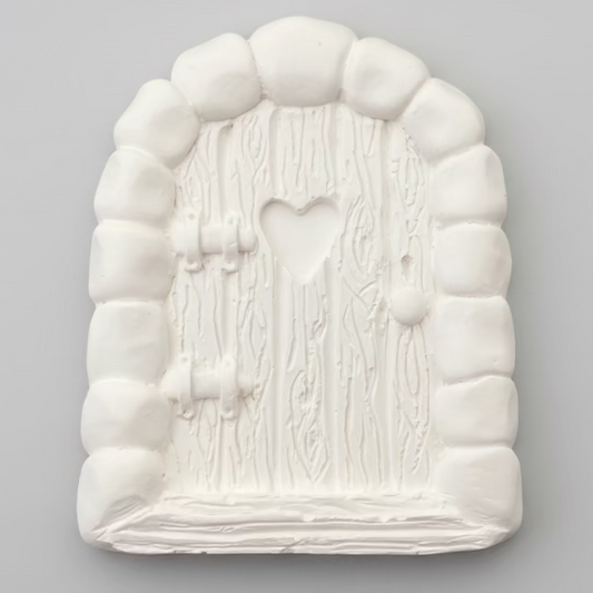 Hand Cast Plaster Fairy Door ready to paint.