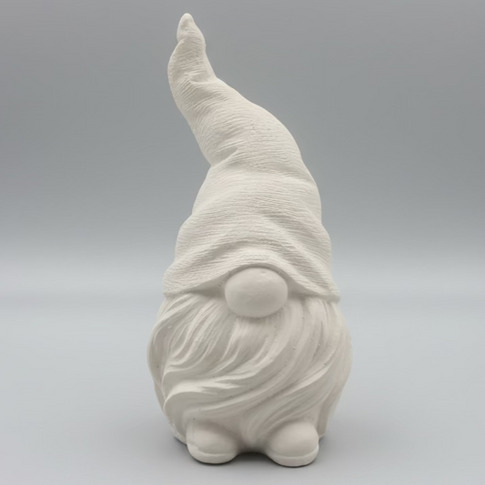 Small White Hand Cast Plaster Gonk Statue ready to paint.