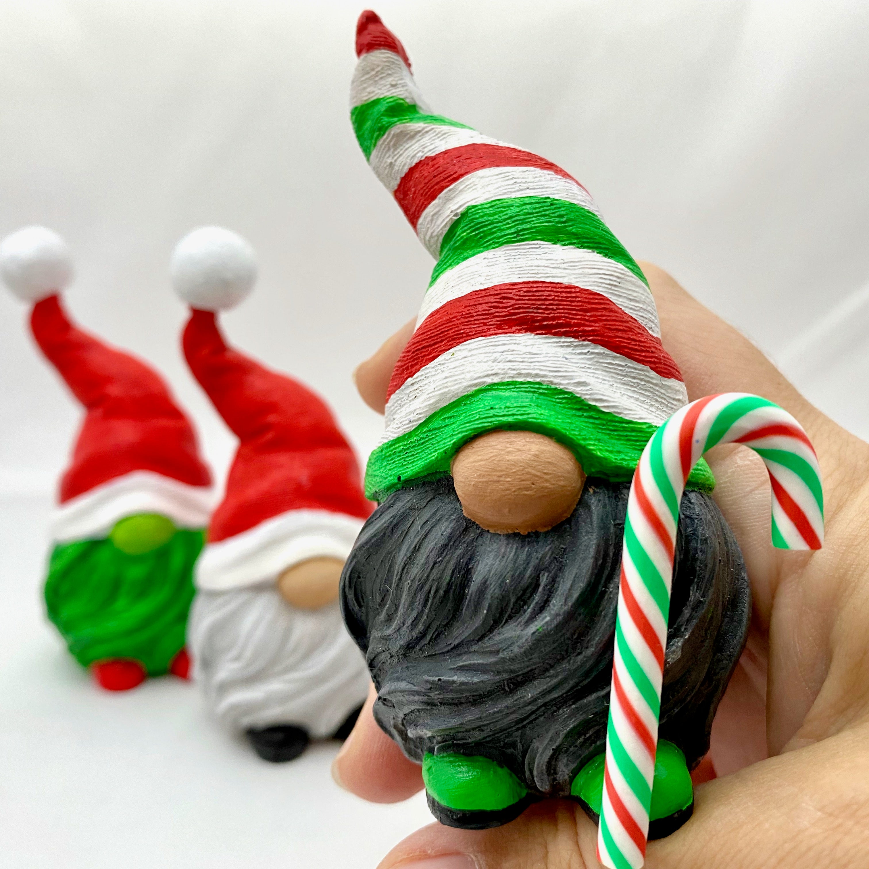 3 Christmas Themed Hand painted Gonk statues