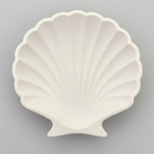 Hand Cast white Plaster Shell Trinket Tray ready to paint. 