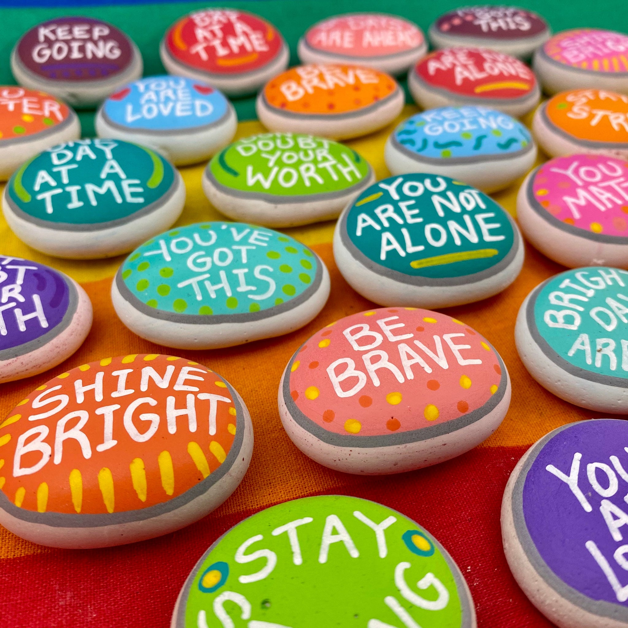 Painted Affirmation/Kindness Ceramic Pebbles – McFloof Makes