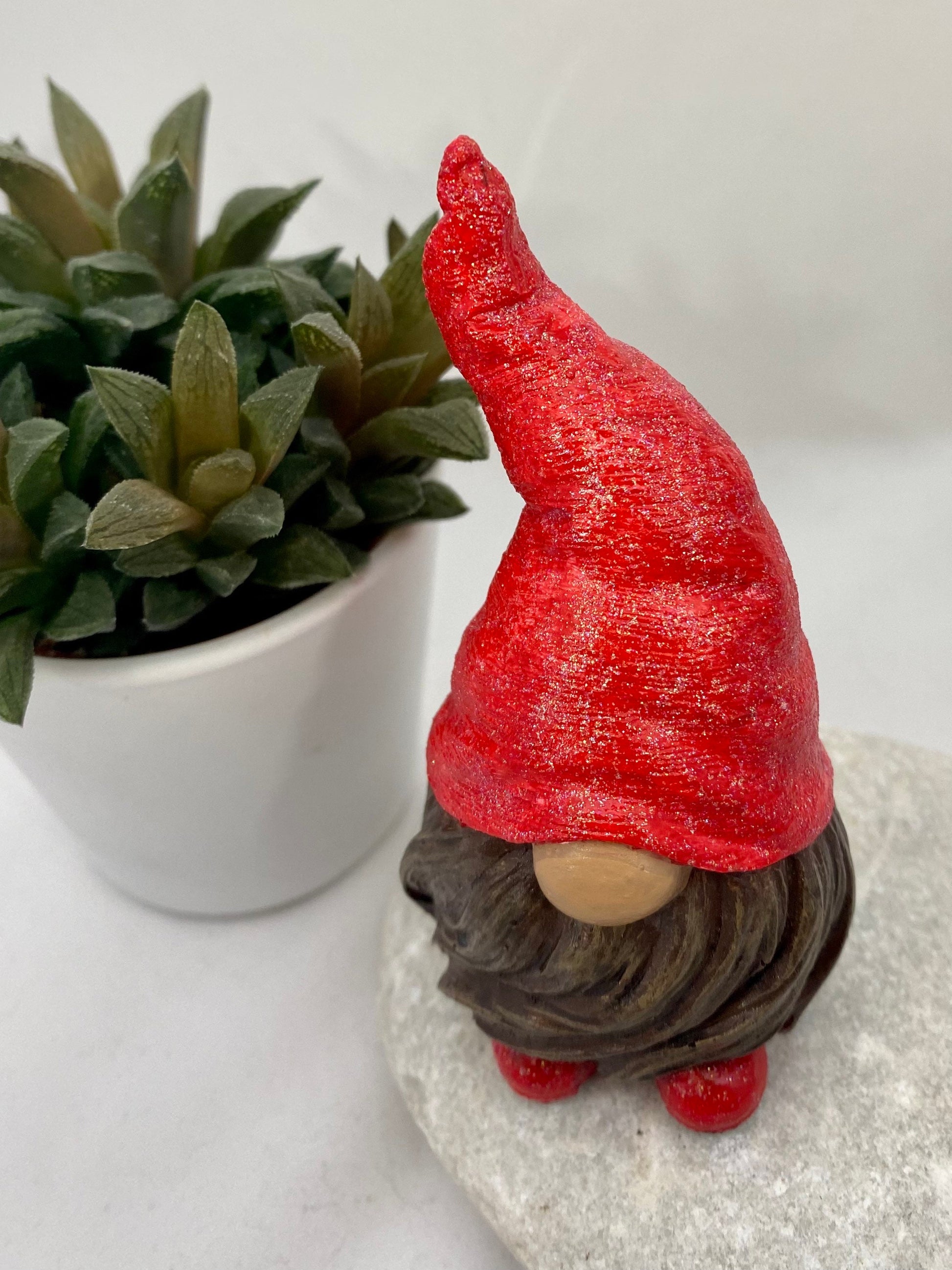 Hand painted Gonk statue with Red Sparkly Hat