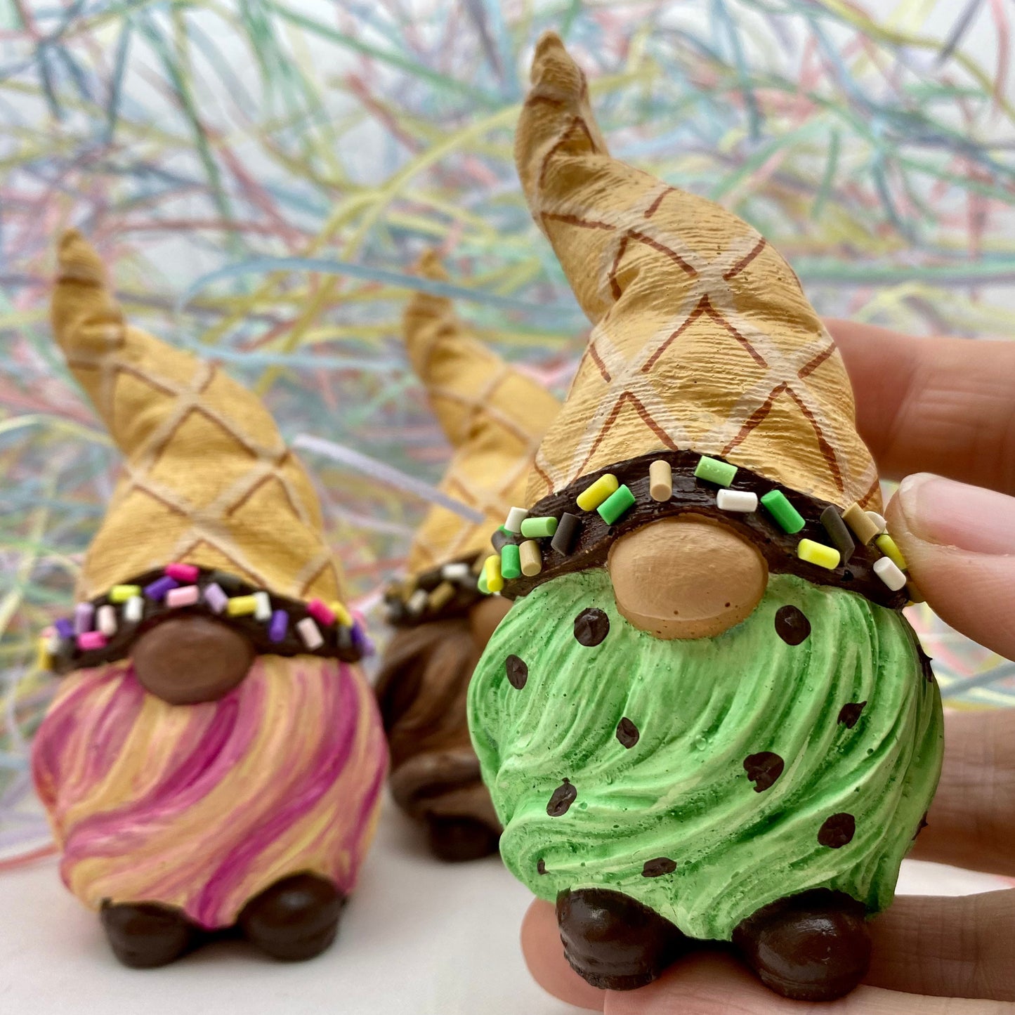 Gonk Statues Hand Painted to look like Ice Creams