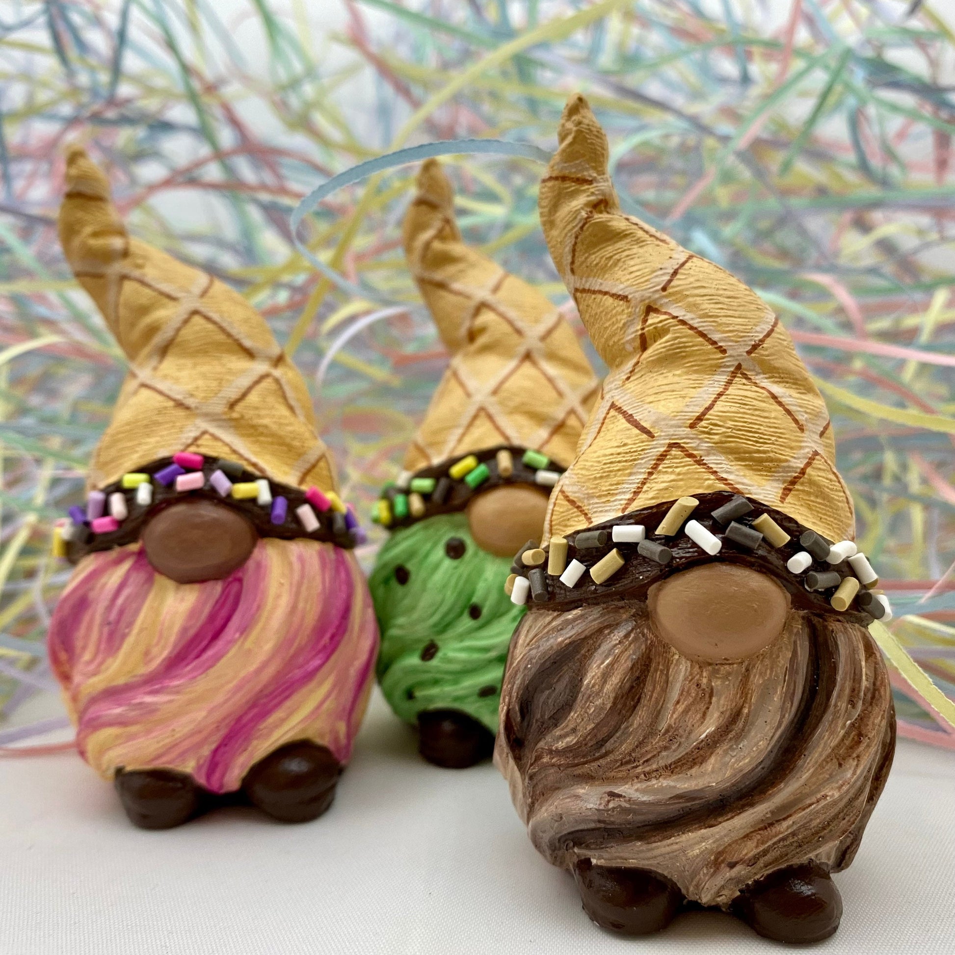 Gonk Statues Hand Painted to look like Ice Creams