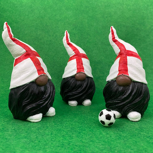 Hand painted Gonk statues with England Flag hats and mini football