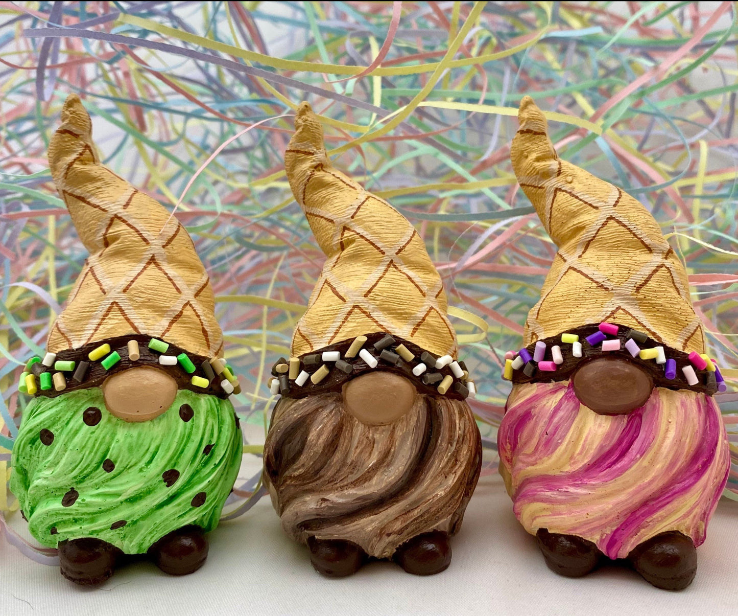 Gonk Statues Hand Painted to look like Ice Creams